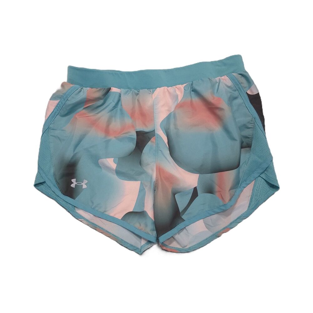 Under Armour Fly By 2.0 Running Shorts Women S Lined Drawstring Blue Peach Black